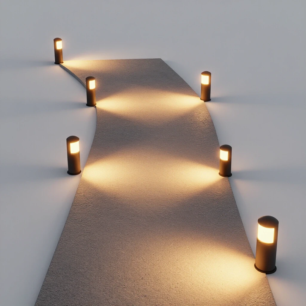 Illuminated outdoor pathway featuring motion sensor lights enhancing safety and aesthetics.