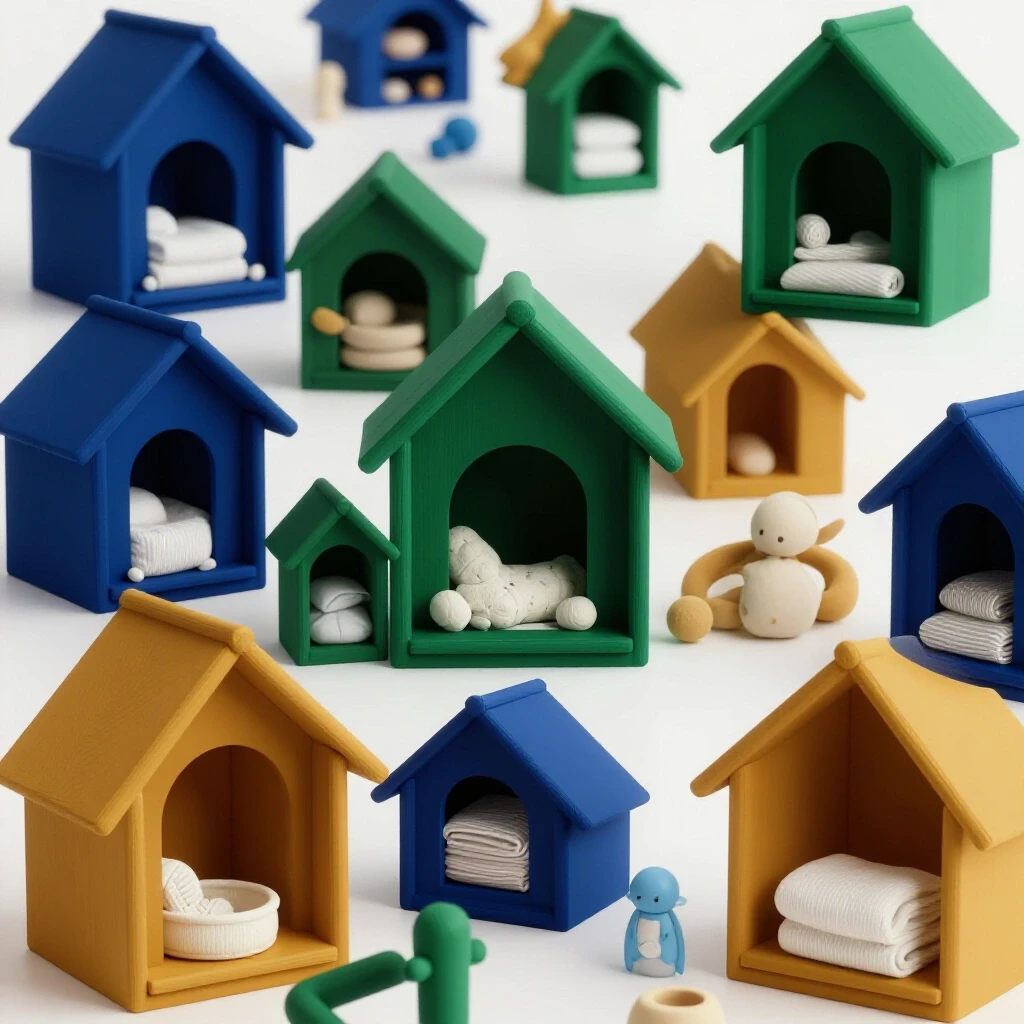 A beautifully organized nursery showcasing vibrant nesting boxes and baby items with a serene atmosphere.