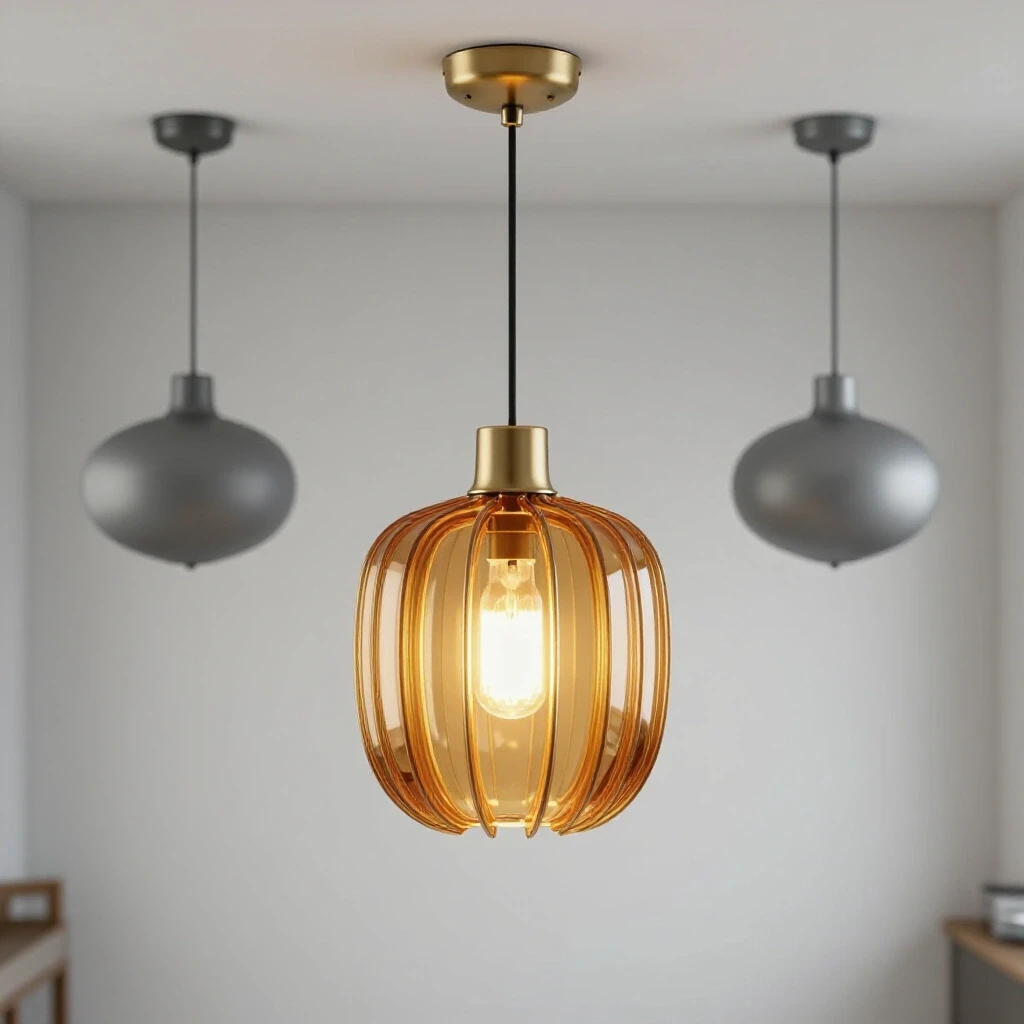 A beautifully styled room showcasing a modern pendant light replacing an outdated fixture, highlighting a room renovation.