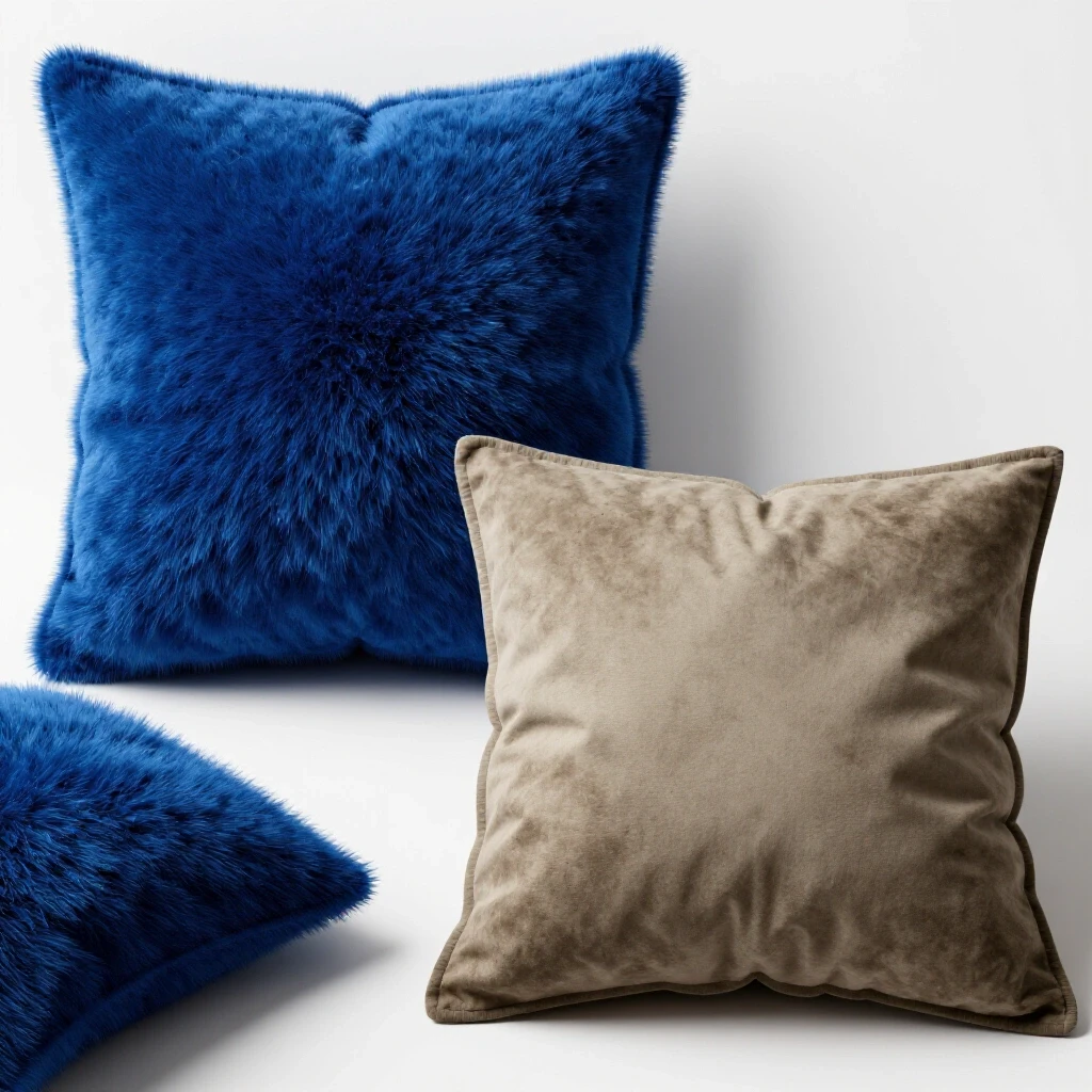 A vibrant fluffy pillow contrasts with a worn, flattened pillow, showcasing pillow durability over one year in a cozy bedroom setting.