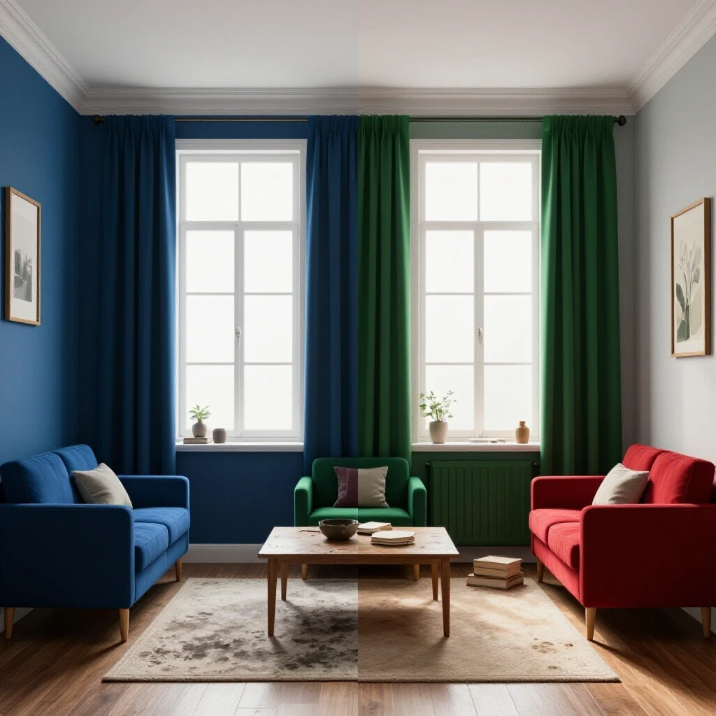 A split-screen image showcasing a renovated room on one side and a worn-down version on the other, highlighting home repair ROI.
