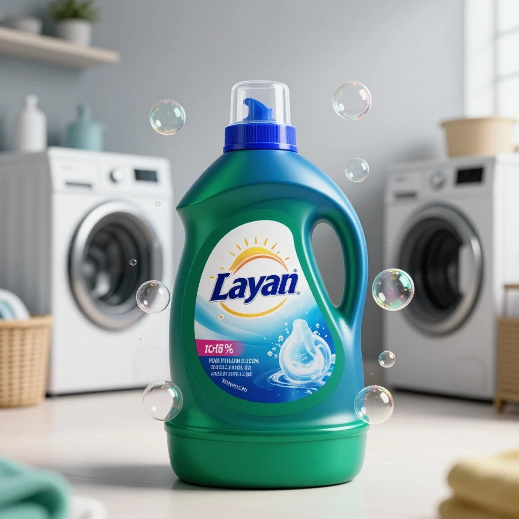Close-up of a vibrant laundry detergent dispenser overflowing with colorful bubbles in a bright laundry room.