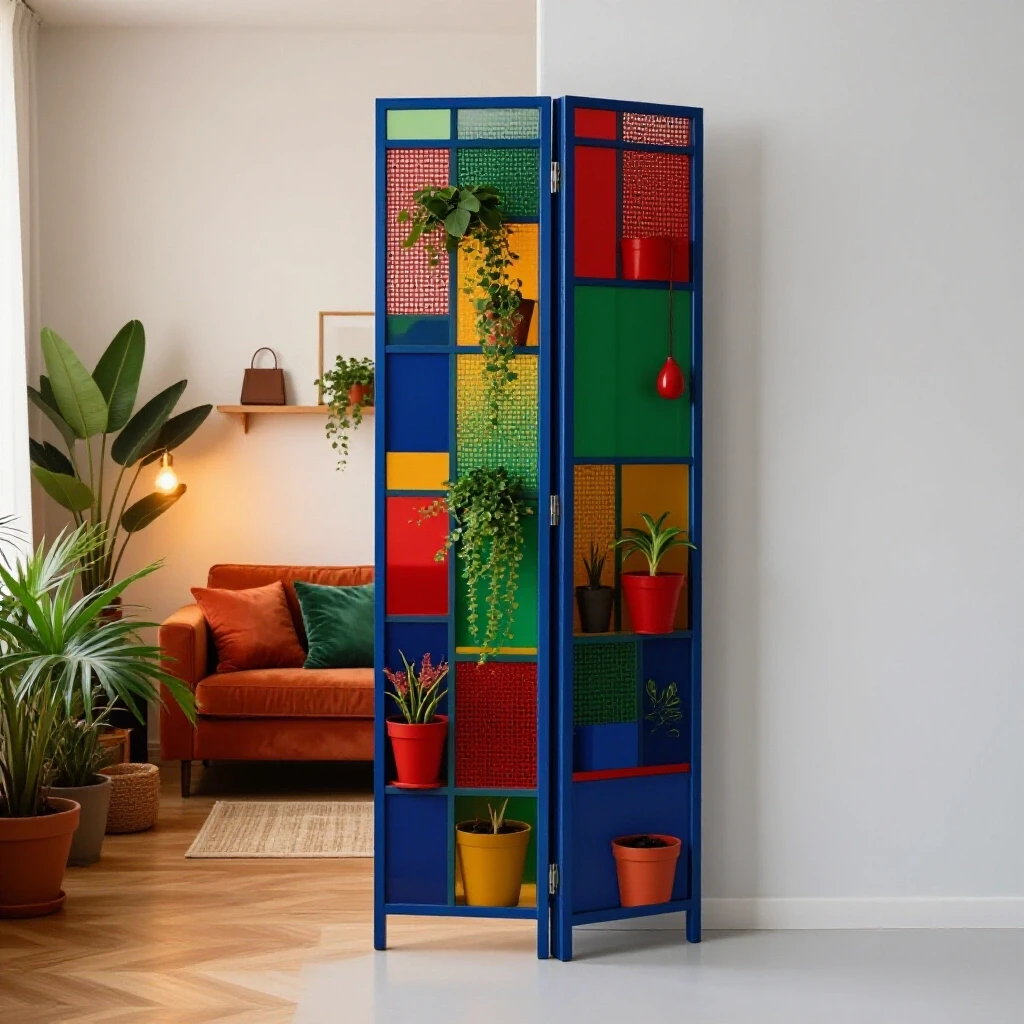 Split image showcasing a vibrant living area with a stylish room divider and a stark minimalist wall, emphasizing comfort vs rigidity.