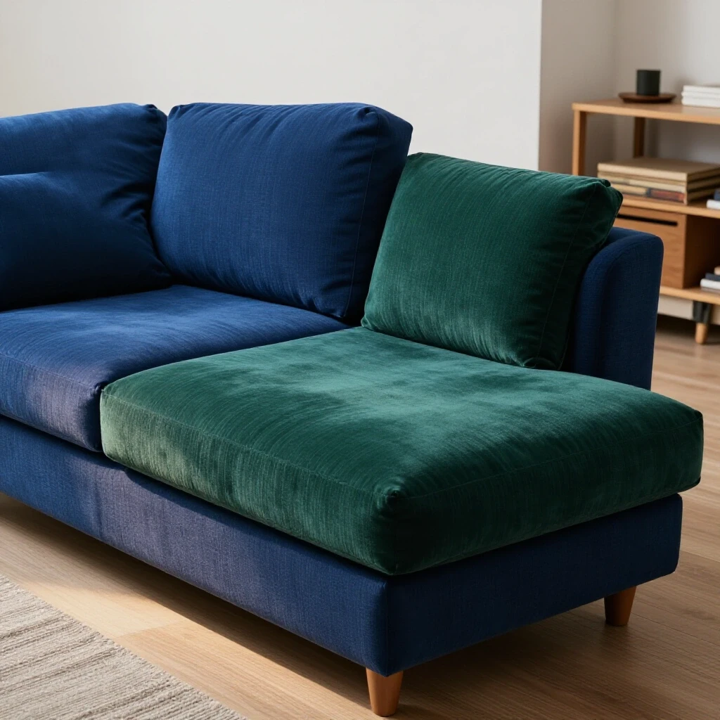 A split image showcasing a cozy sleeper sofa with warm lighting on one side and a cluttered living space with harsh shadows on the other.