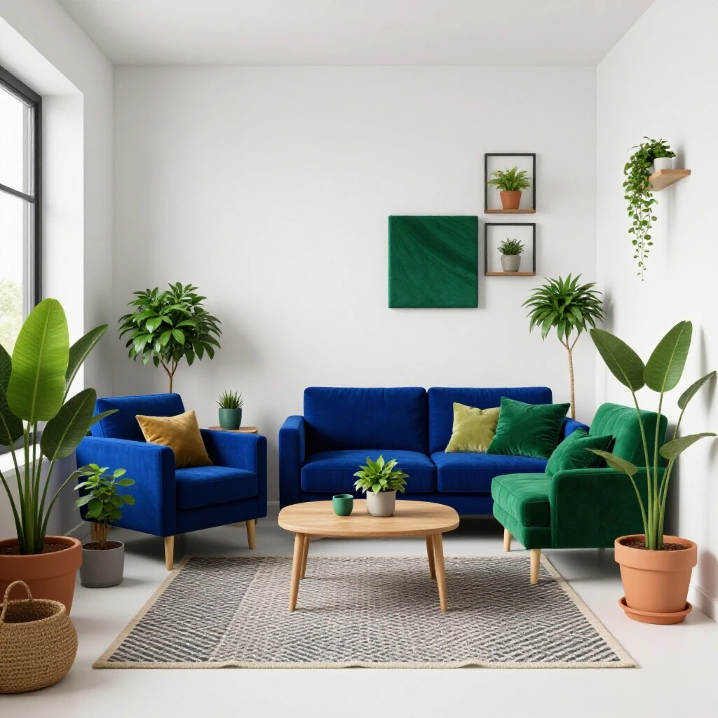 A beautifully organized small apartment with layered textures and vibrant decor, showcasing effective space solutions.