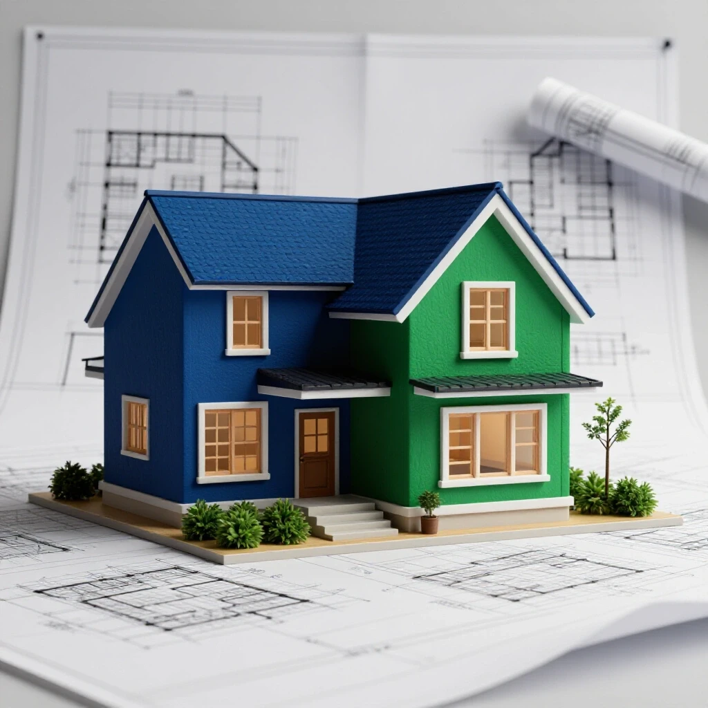 Cozy home interior depicted with structural blueprints, blending comfort and engineering expertise.
