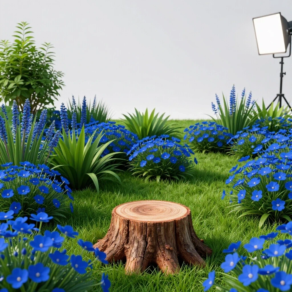 A vivid landscaped garden contrasted with a rough stump, highlighting hidden costs of stump grinding.