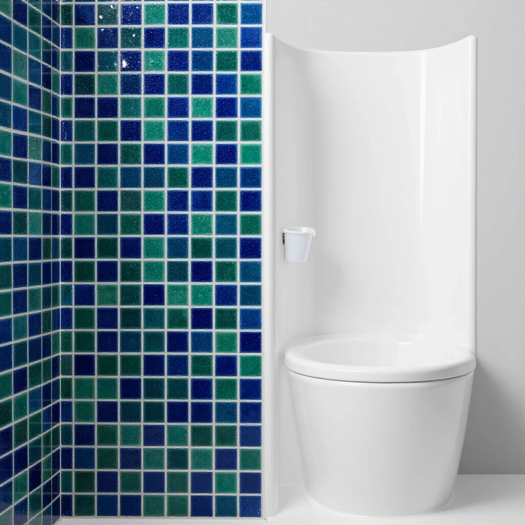 A split-image comparison of a beautifully tiled shower and a sleek fiberglass shower, highlighting their textures and features.