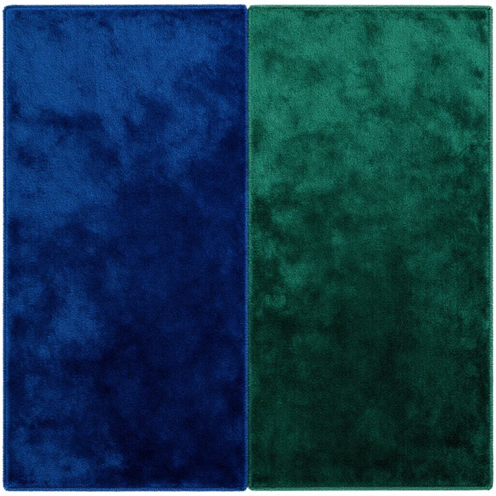 A visual comparison of a plush wool area rug and a sleek synthetic rug, highlighting texture and color contrasts.
